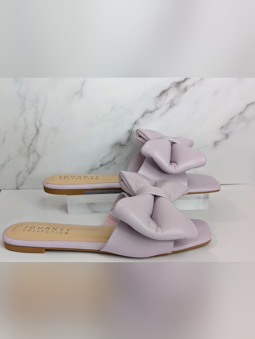 Journee Collection Fayre Bow Slide Sandals Lavender Size 8 NIB Cute For Summer